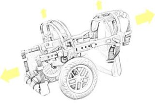 anyonego cart for dogs, sketch of anyonego wheelchair