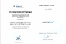 anyonego ochranná známka, anyonego certifikát